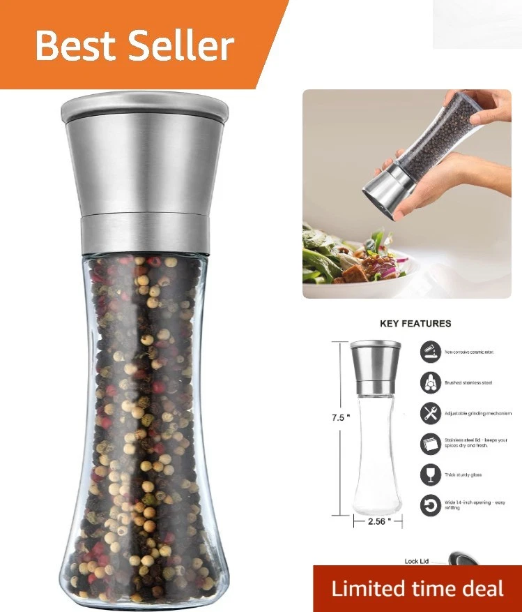 7.5'' Tall Spice Mill with Ceramic Blades & Airtight Lid - Gourmet Essential