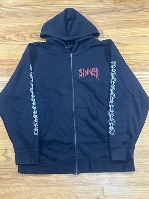 Sinners Club Full Zip Hooded Sweat Jacket Men s Size XL Doberman Grunge MCC
