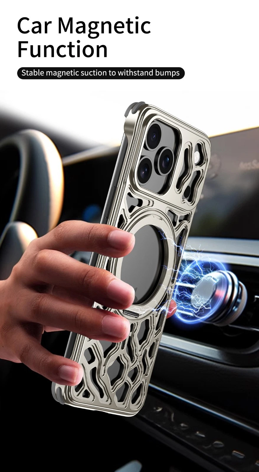 磁性金属无框防震可支撑手机壳 适合 iPhone 17 16 15 Pro Max - 第 9 张/共 20 张