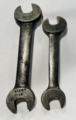 2 Vintage Billings Open End  Wrenches -3/8 &  7/16  #727 and 5/8 & 3/4 #729