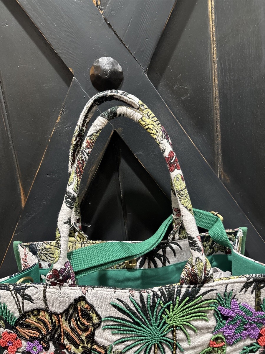 America And Beyond Bead Embellished Safari Tote Bag w