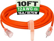 12/3 Outdoor Extension Cord Waterproof Heavy Duty with Lighted