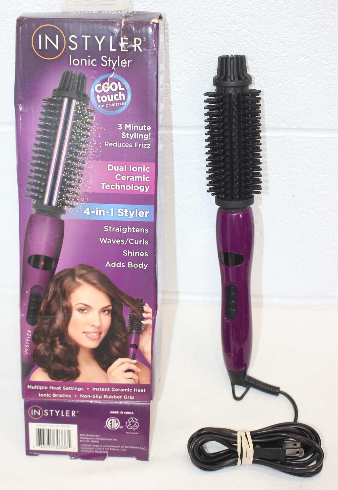 Instyler Hot Round Brush Curling Ionic Styler 30336 Purple, 2 heat settings