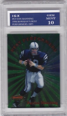 rare top 10 football cards PEYTON MANNING ROOKIE CARD 1998 Bowman's Best RARE GEM MINT 10 Football  COLTS RC