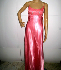 Womens Prom Dress Sz S Maxi Satin Look Orange Evening Long Lined Satin Backless