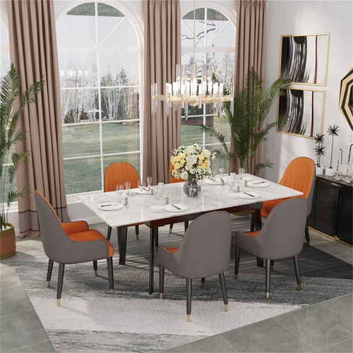 160cm Extendable Dining Table 6-8 People Rectangle Kitchen Table w/ Steel Legs - Picture 6 of 30