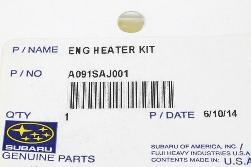 OEM 2013-2014 Subaru Legacy & Outback 2.5L H4 Engine Block Heater NEW A091SAJ001 - Picture 4 of 4