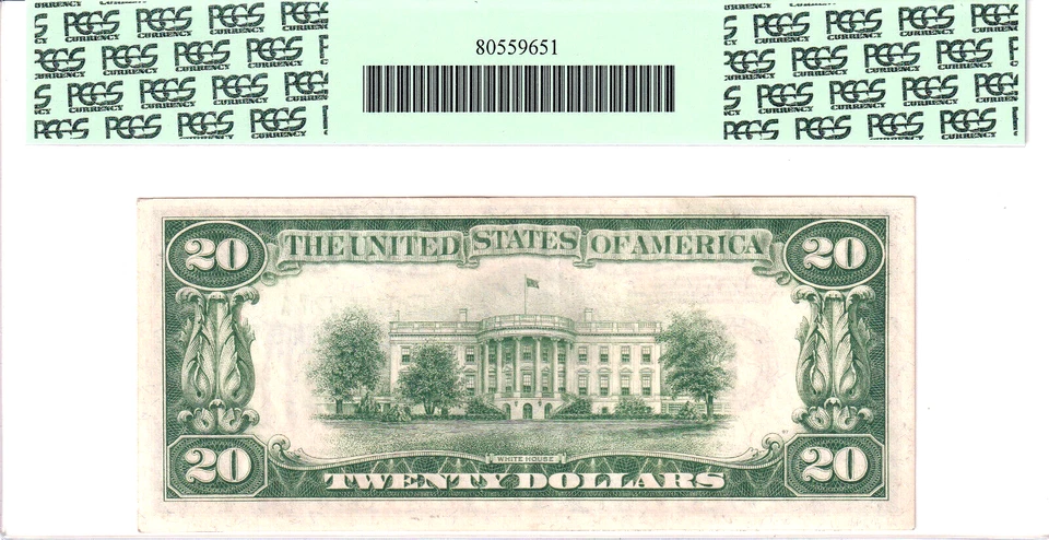 1934 $20 FRN LGS Light Green Seal Minneapolis PCGS 55PPQ #I00100327A - Image 2 of 2