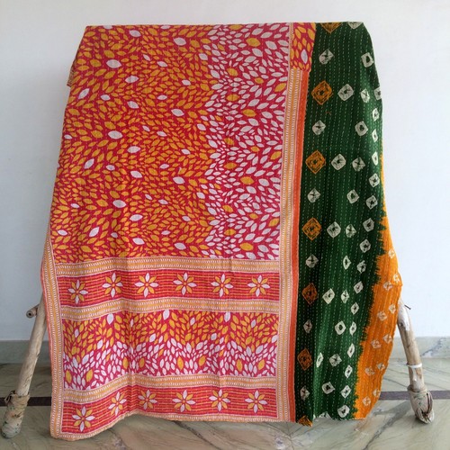 Vintage Indian Handmade Quilt Kantha Bedspread Throw Cotton Blanket Ralli Gudari - Picture 3 of 35
