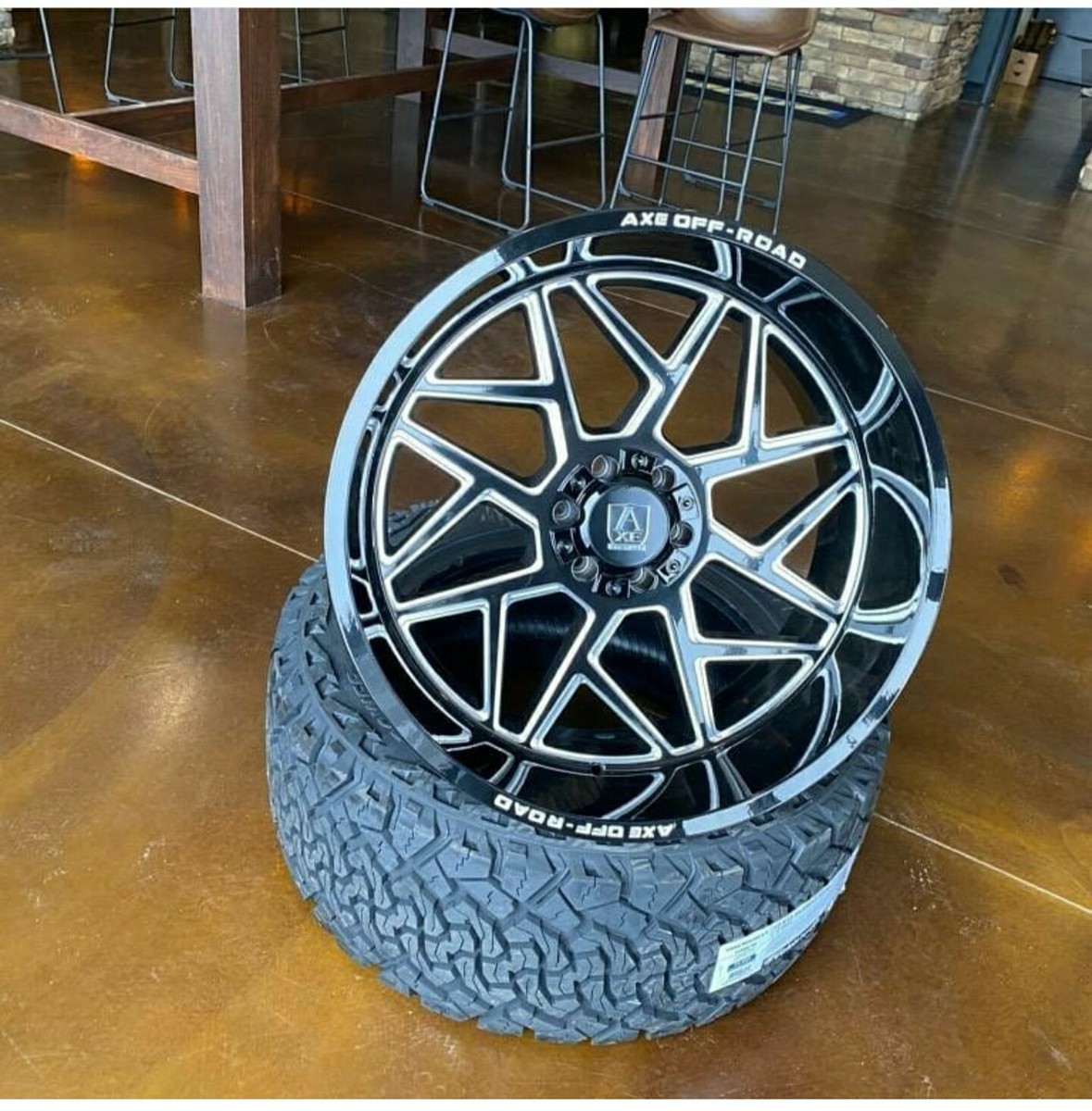 リムル 24x12 Black Milled Axe Off Road Nemesis 8x6.5 8x165.1 Rims Wheels