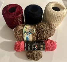 Mixed Lot Of Yarn Thread Burgundy, Beige, Brown, Black, Pink Mixed Colors