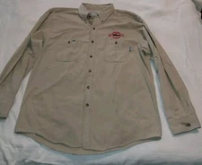 Tyndale FRMC Beige Brown Mens Button Long Sleeved Shirt 9 Cal Hrc 2 Used Stained