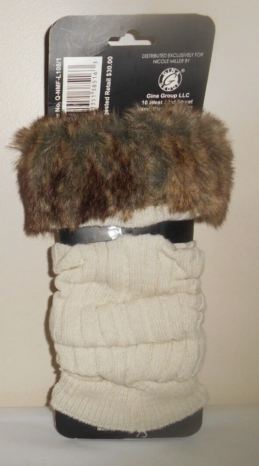 Nicole Miller 女式暖腿霜颜色带毛皮上衣 - 均码全新 — 第 3/4 张图片