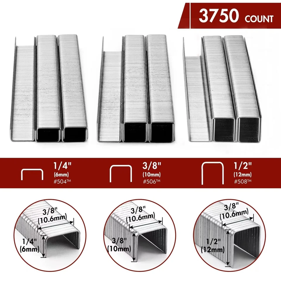 Arrow T55BL Heavy Duty Staple Gun Kit Stapler 3750PCS T50 1/4" 3/8" 1/2" Staples - Image 3 of 4