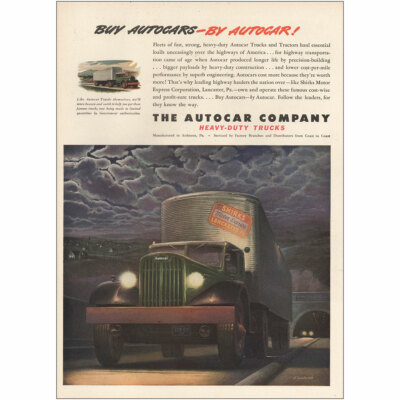 1945 Autocar Trucks: Fleets of Fast Strong Heavy Duty Vintage Print Ad