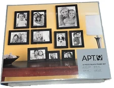 APT.9 10 Piece Black Frame Set Tabletop Wall Display Photograph Picture Artwork