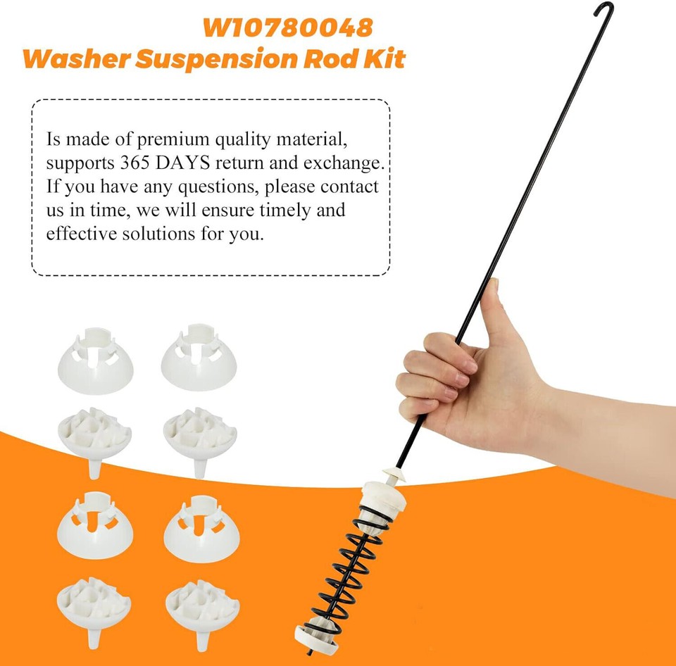 4 Pack W10780048 Washing Machine Suspension Rods Kit for Whirlpool ...