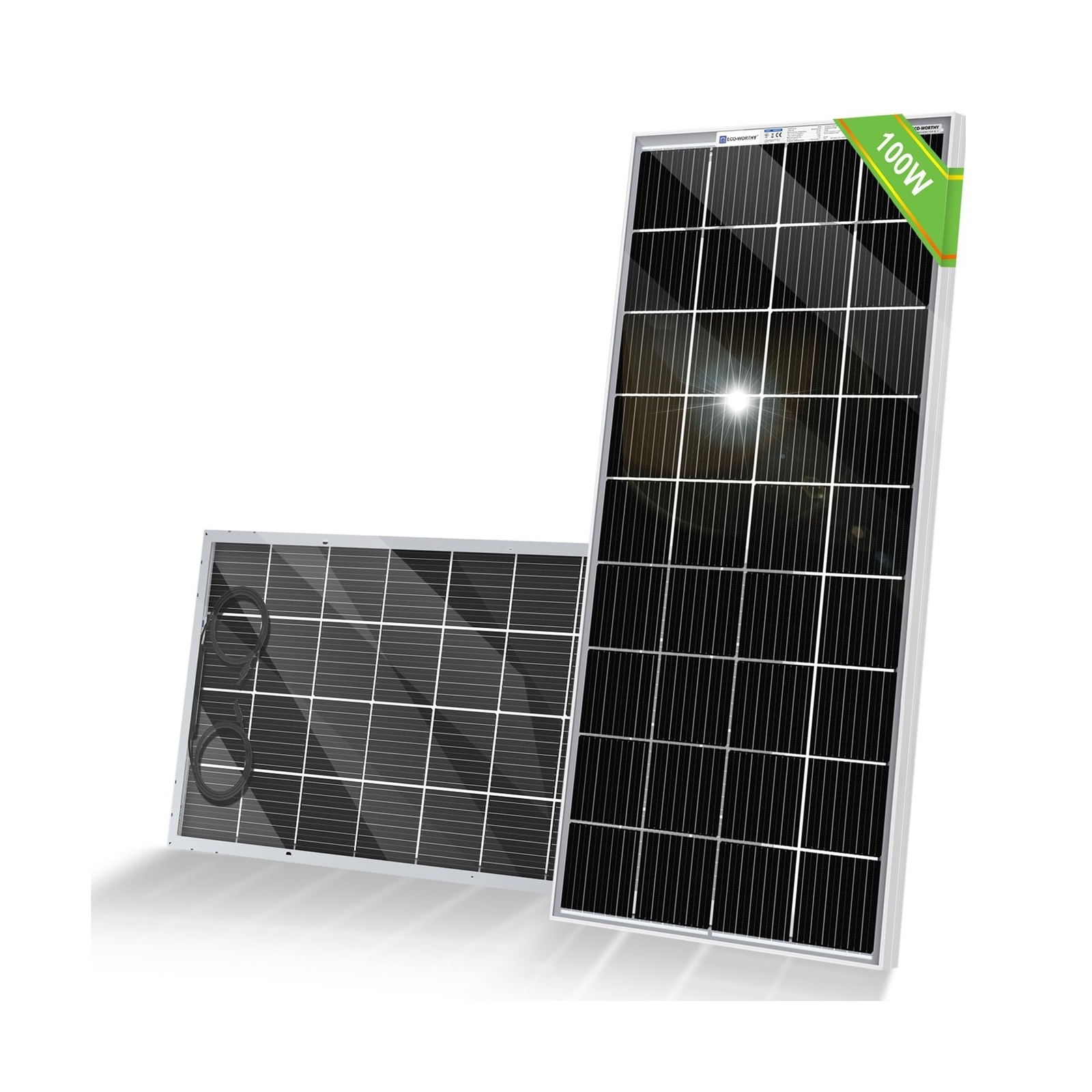 ECO-WORTHY Bifacial 100 Watt 12 Volt Solar Panel Monocrystal