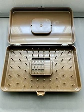 Sewing Thread & Bobbin Brown Plastic Storage Box Vintage