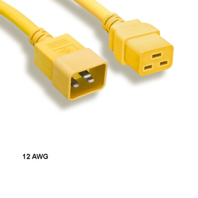 [Lot10] Yellow 6Ft 12AWG Color Power Cable IEC60320 C19 to IEC60320 C20 20A/250V