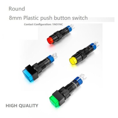 8mm SPDT Illuminated ON/OFF Round Plastic Push Button Switch