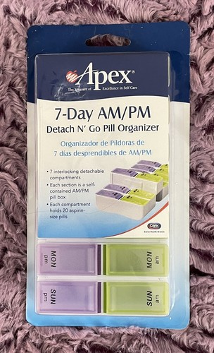 LARGE 7 day AM PM Detach N’ Go Pill Organizer. Each Compartment Holds ~ 20 Pills