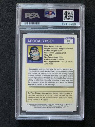 1990 Marvel Universe Apocalypse Card #80 PSA 10 GEM MT - Picture 2 of 2