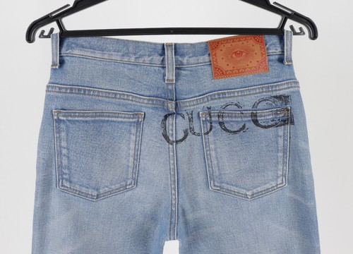 Women's Gucci Big Logo Cotton Blue Jeans Size W25 - Picture 6 of 15