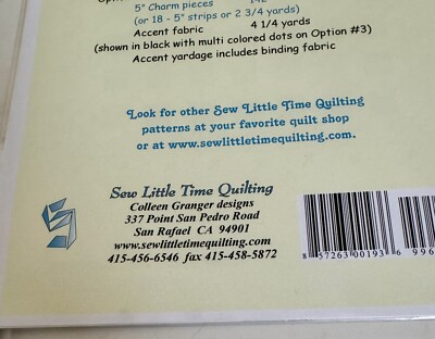 Sew Little Time Simply Charming Quilt Pattern 3 Options 2007
