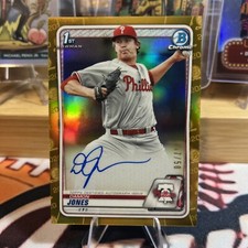 2020 Bowman Chrome Damon Jones /50 On Card Auto True Gold Refractor #CPA-DJ