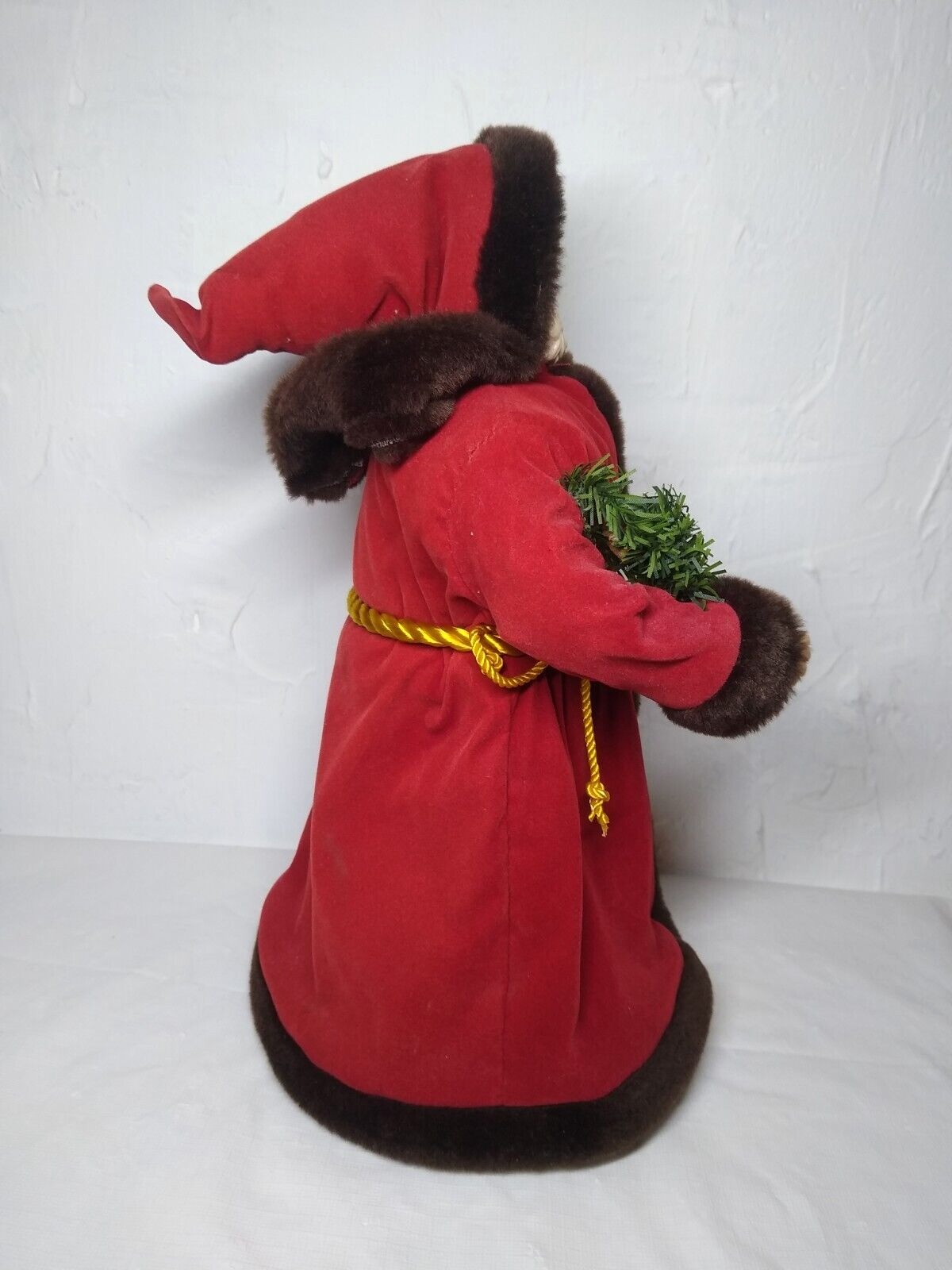 Santa Claus Christmas Tree Topper/Velvet Coat, Gold Rope Belt Very