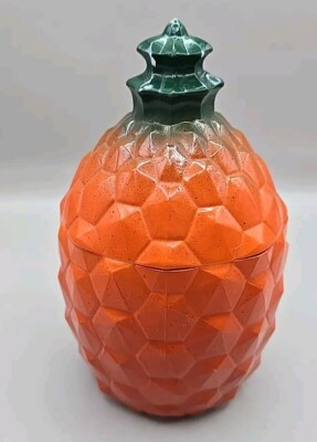 Vintage 1930s/1940s Hazel Atlas Pineapple Milk Glass Jar & Lid Kix