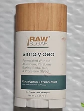 RAW SUGAR SIMPLY DEO DEODORANT Eucalyptus + Fresh Mint  2.7oz