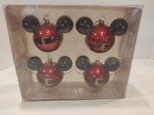 Disney Parks Disney  s Holiday Collection Set of 4 Glass Ornaments Mickey Mouse