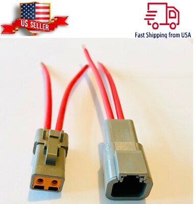 10 AWG Assembled Deutsch DTP  2 Pin waterproof connector 6'' wire 
