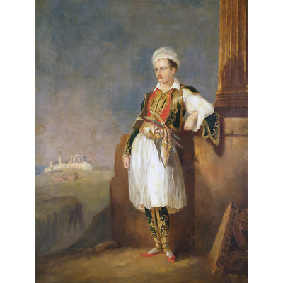 Porträt Dichter Lord Byron griechische Tracht königlich historisch großer Kunstdruck 18 x 24 Zoll