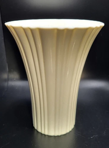 Vtg Anchor Hocking Vitrock Uranium Milk Glass Vase Old Cafe 7" Tall SEE Pics