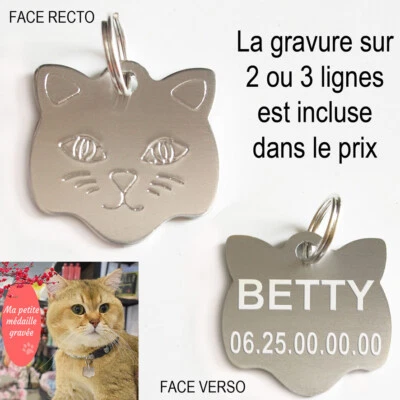 Medaille personnalisée à faire graver pour chat - Photo 1/4