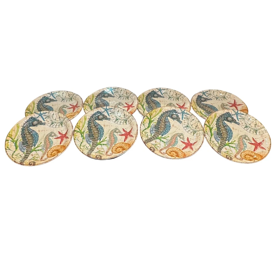 Pier 1 Imports Juego de 8 Platos de Ensalada de Almuerzo de Melamina 9" - Spikey the Seahorse Foto 2 de 4
