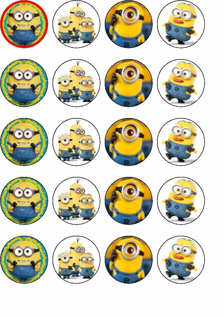 24 Minions edible rice paper cup cake toppers, | eBay