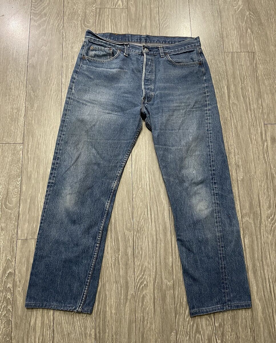 VTG 80s Levi's 501 Blue Denim Jeans USA MADE Hems 36x29 VTG 80s Levi's 501 Blue Denim Jeans USA MADE Hems 36x29