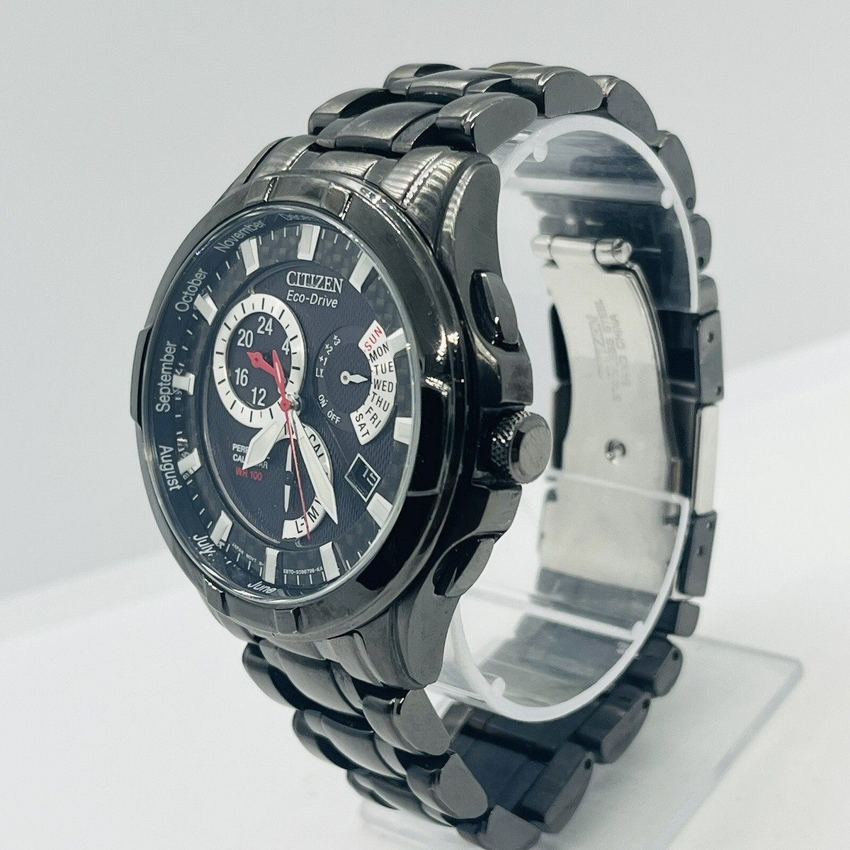Citizen Men's Brycen Eco-Drive Perpetual Black Steel Day/Date