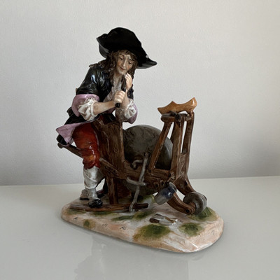 Porzellenfigur Ernst Bohne Söhne, Messerschleifer, Stempelmarke