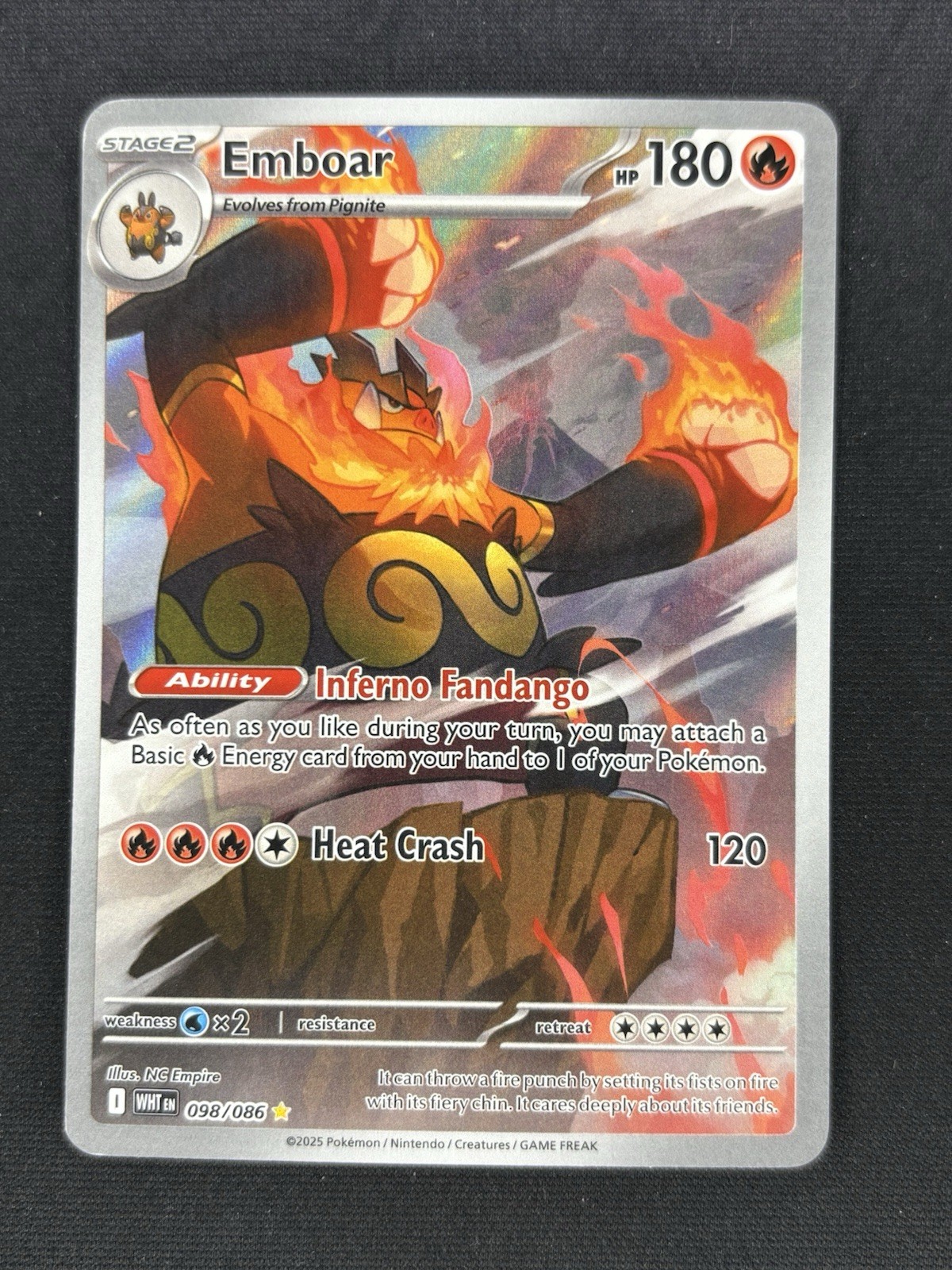 Emboar 098/086 - White Flare Holo Illustration Rare Pokemon Card - NM