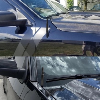2PC Universal 5.5'' Screw Black Car Bullet Style Antenna Aluminum Radio FM Antena