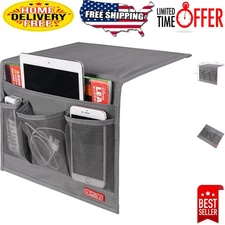 Elegant Leather Bedside Caddy - Space-Saving Organizer for Books & Remotes