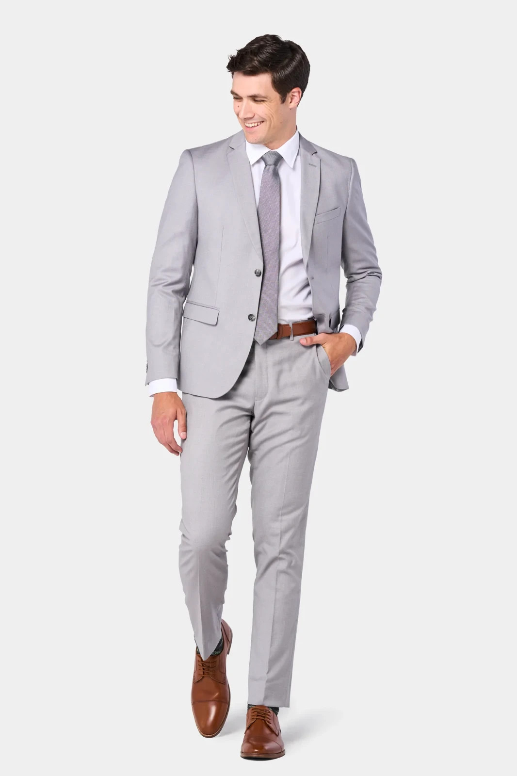 $395 Perry Ellis Light Grey Modern Fit Solid Nested Suit 40 