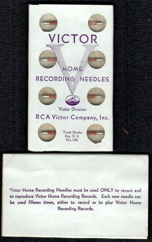 Vintage 1930 - 1940 Victor Home Recording Needles on Original Card - "NOS"
