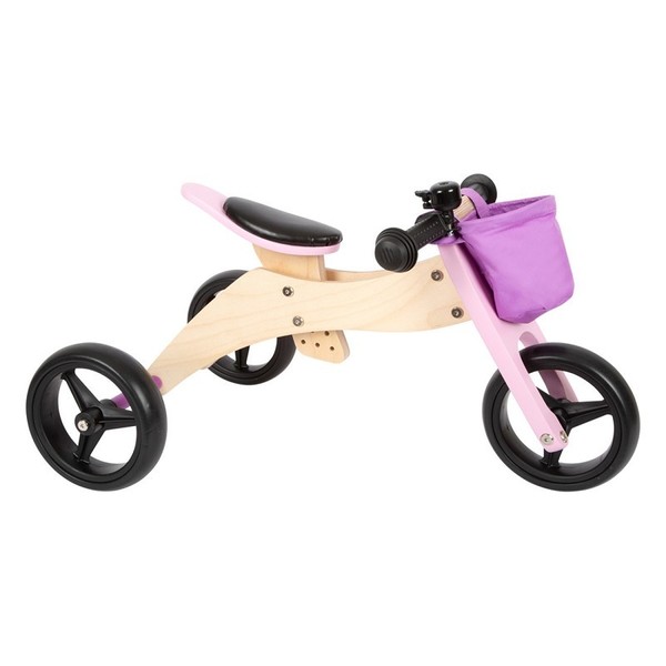 Smallfoot Laufrad Und -Dreirad Rosa, 2-In-1, Ab 1 Jahr, Verstellbar, Holz-image