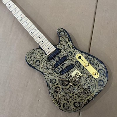 6-string TL electric guitar with golden pattern, gold hardware and 3S pickups